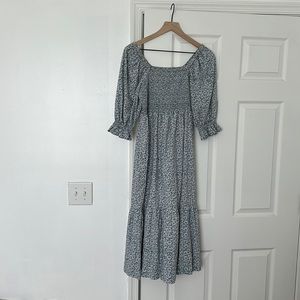 Madewell Blue Floral Puff Sleeve Dress